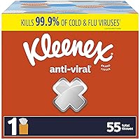 Kleenex Anti-Viral Facial Tissue, 3-Ply, 1 cube box, 55 Sheets (Pack of 1)