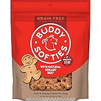 Buddy Biscuits Softies 5 oz Pouch, Grain-Free Soft & Chewy, Natural Grilled Beef Flavor Dog Treats, Oven Baked in The USA