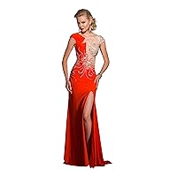 Clarisse Women's Geometric Floral Prom Dress 2623 Size 2 Orange