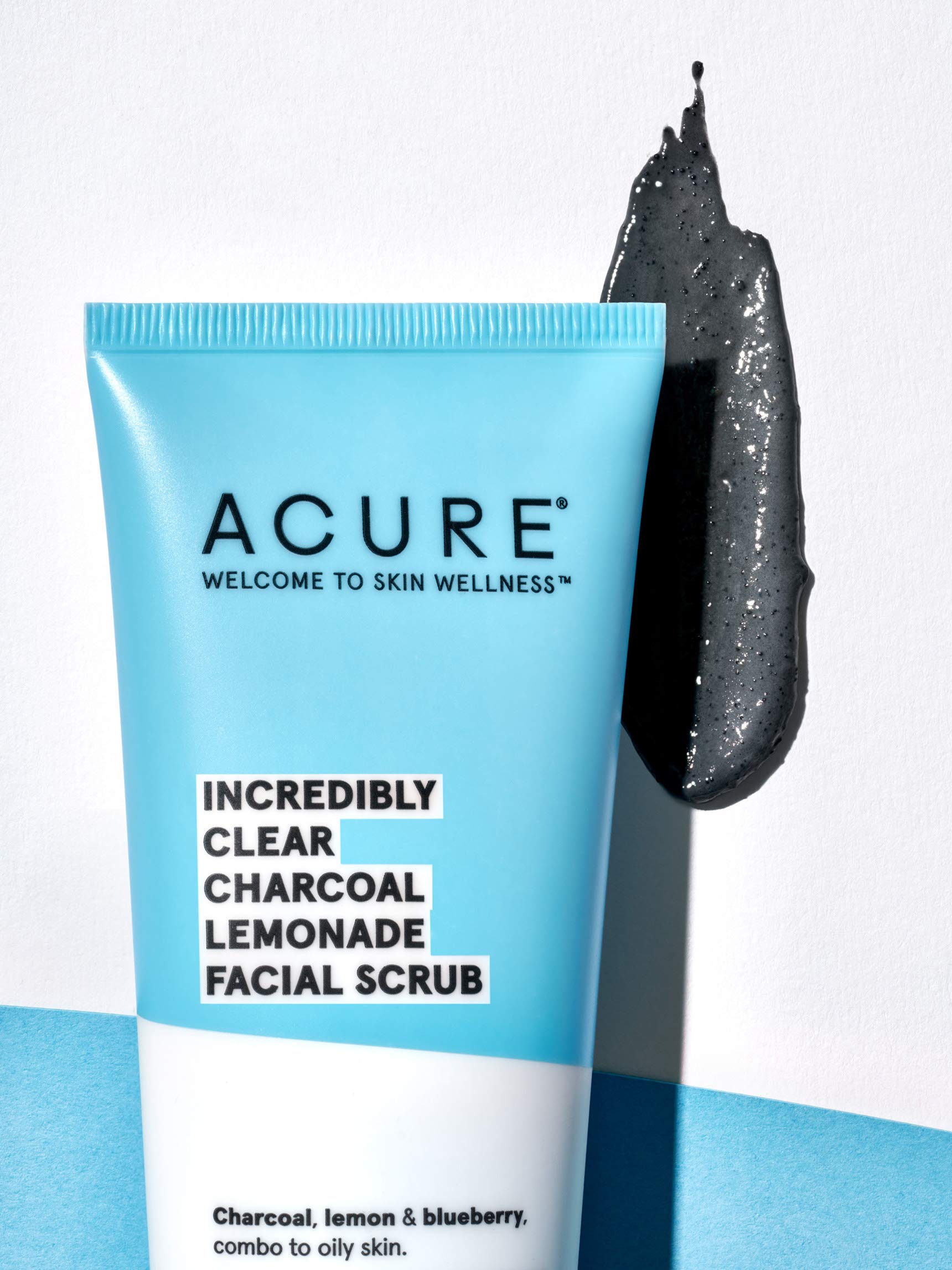 ACURE Incredibly Clear Charcoal Lemonade Facial Scrub | 100% Vegan | For Oily to Normal & Acne Prone Skin | Charcoal, Lemon & Blueberry - Exfoliates & Detoxifies | 4 Fl Oz (Packaging May Vary)