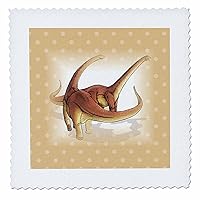 3dRose Print of Alamosaurus Dinosaurs On Tan Dots-Quilt Square, 6 by 6-inch (qs_218965_2)