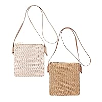2 Pcs Straw Beach Bag for Women Summer Woven Straw Purse Cute Shoulder Straw Crossbody Handbags for Women Girl