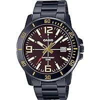 Casio MTP-VD01B-5BV Men's Enticer Black IP Stainless Steel Black Dial Casual Analog Sporty Watch
