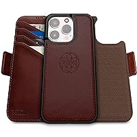 Dreem Fibonacci iPhone 15 Pro Max Wallet case / 2-in-1 Shockproof case and Detachable Vegan Leather Folio, MagSafe Compatible, RFID Protection [Coffee]