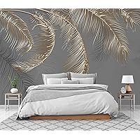 Cliouar-Wall Mural Wallpaper for Bedroom Living Room Wallpaper 3D Wallpaper Decoration Grey Palm Leaf Wallpaper 155