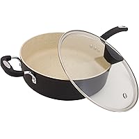 Ozeri All-In- One Stone Saucepan and Cooking Pot 100% APEO, GenX, PFBS, PFOS, PFOA, NMP and NEP-Free German-Made Coating, 5 L (5.3 Quart), Lava Black