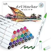 Dual Tip Alcohol Based Art Markers, Lineon 30 Colors Alcohol Marker Pens Perfect for Kids Adult Coloring Books Sketching and Card Making