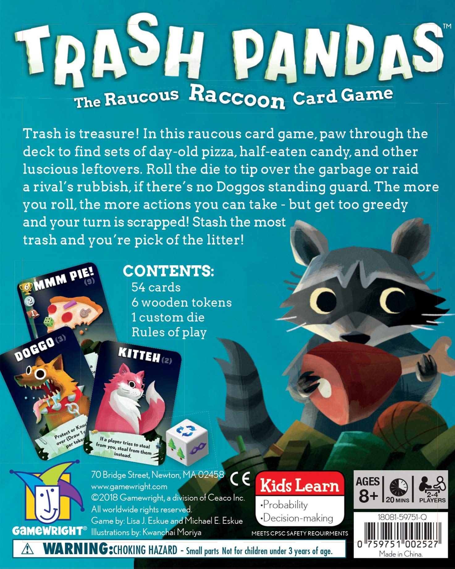 Gamewright Trash Pandas - The Raucous Raccoon Card Game - 252