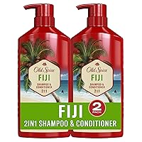 Fiji 2-in-1 Shampoo and Conditioner Set for Men, Coconut & Tropical Wood Scent, Get Up To 80% Fuller-Looking Hair, Barbershop Quality, Fresh & Clean Hair, 21.9 Fl Oz Each, 2 Pack