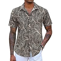 COOFANDY Mens Hawaiian Shirts Short Sleeve Button Down Aloha Shirt Casual Beach Clothes