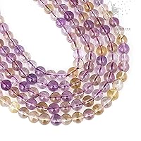 1 Strand Natural Ametrine Healing Gemstone 8 mm (15 Inch) Smooth Plain Round Loose Stone Beads for Bracelet Necklace Jewelry Making
