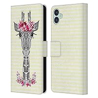 Head Case Designs Officially Licensed Monika Strigel Yellow Flower Giraffe and Stripes Leather Book Wallet Case Cover Compatible with Samsung Galaxy M04 5G / Galaxy A04e