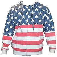Licensed Mart Unisex Proud American Flag Zip Up Hoodie Sweatshirt