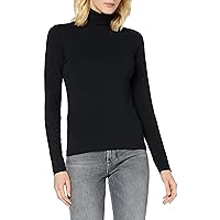 Women Long-Sleeve T-Shirt Basic Turtleneck L/S, Color:Black, Size:5XL