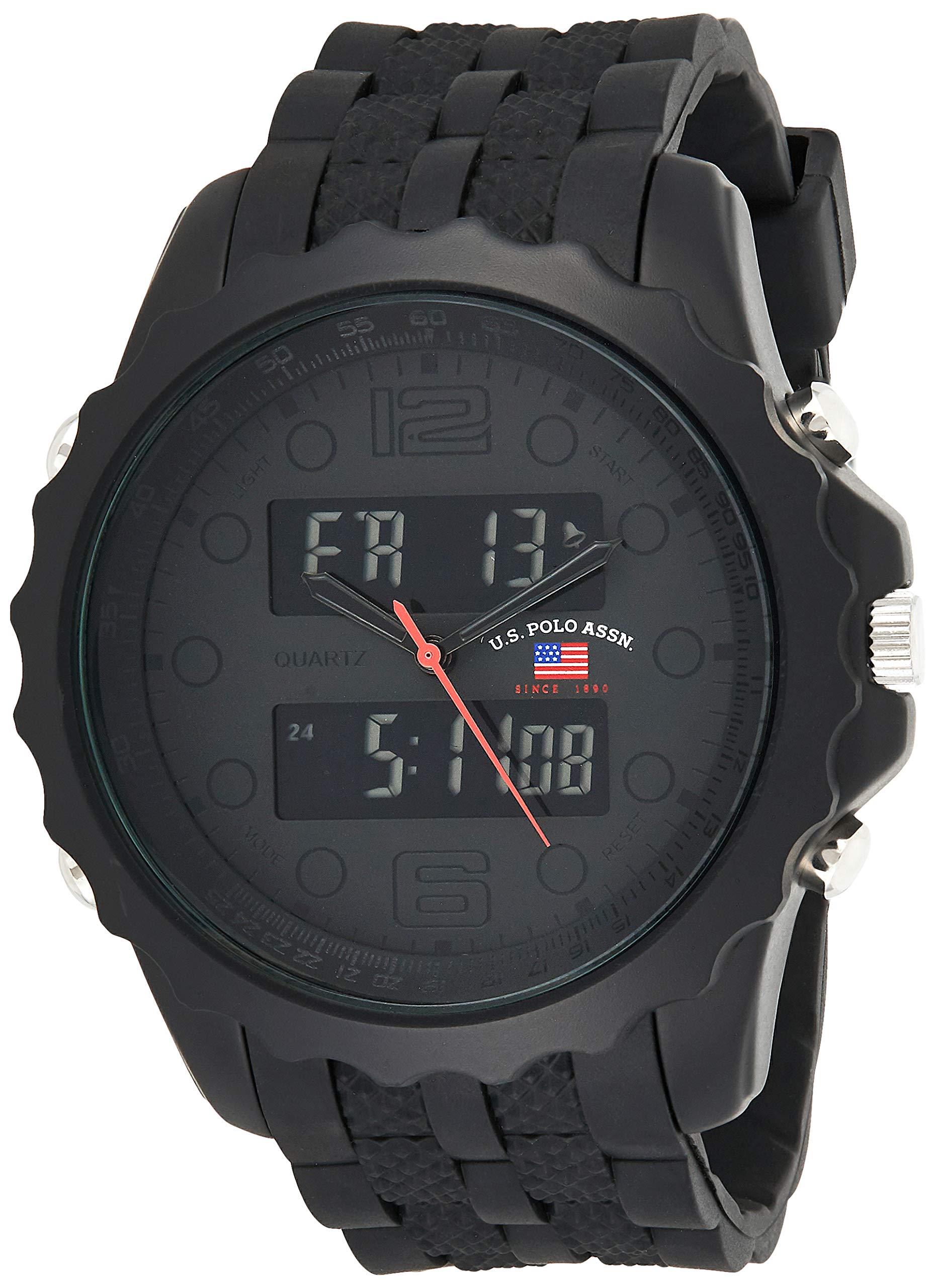 U.S. Polo Assn. Sport Men's US9269 Black Watch With Black Rubber Band