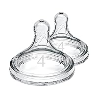 Dr. Brown's Natural Flow Level 4, Wide-Neck Baby Bottle Nipple, Fast Flow, 100% Silicone, 2 Count (Pack of 1), 9m+