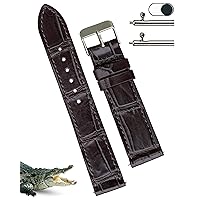 Custom Brown Alligator Watch Band for Men 16mm 18mm 19mm 20mm 21mm 22mm 23mm 24mm 30mm Ostrich Strap Quick Release Handmade Exotic Leather Replacement Wristwatch Gift For Husband Boyfriend Father