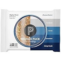 Protein Puck Plant Based Bars | Snacks with 17 grams of Vegan Protein | Gluten Free, Non Dairy, Kosher Certified Non GMO Premium Healthy Bar | Mighty Moxie, 16 Count (1 Pack)