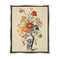 Stupell Industries Ornate Pottery Bouquet Framed Floater Canvas Wall Art by Lil' Rue