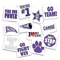 Team Spirit Temporary Tattoos | Pack of 48 | MADE IN THE USA | Skin Safe | Removable (Purple)