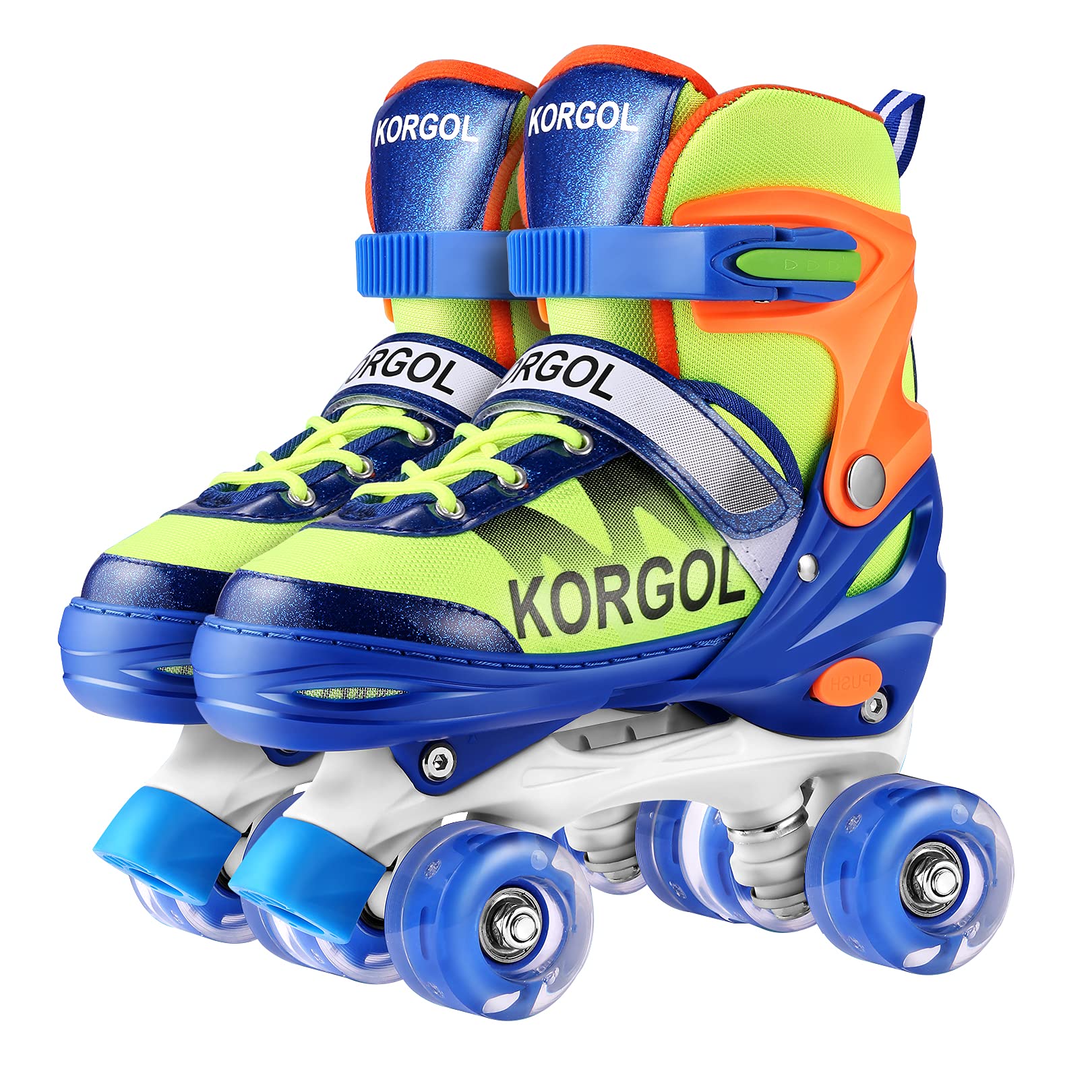 Roller Skates for Kids, Adjustable Size Double Roller Skates with All Wheels Light up, Safe and Durable Outdoor Roller Skates for Beginners
