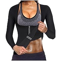 Women Waist Trainer Hot Neoprene Shirt Sauna Suit Sweat Body Shaper Jacket Top Zipper Long Sleeve
