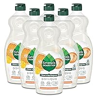 Seventh Generation Dish Liquid Soap Clementine Zest Lemongrass Biodegradable Dishwashing Soap 19 Oz, Pack of 6