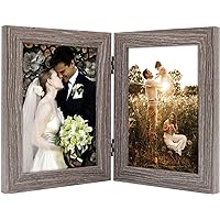 5x7 Double Picture Frame Vertical Hinged Photo Frame 2 Opening Folding Family Frames Collage (5x7, Grey, 1-Pack)