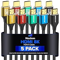 Maximm 8k Hdmi Cable 3ft,HDMI 2.1 Cable, Hdmi Cord Short Hdmi Cable 3 ft, Ultra High Speed Hdmi Cable, 8k 60 HZ (3 Ft, 5 Pack)
