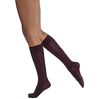 JOBST Opaque Knee High with SoftFit Technology Band, 15-20 mmHg Compression Stockings, Closed Toe, Medium, Cranberry