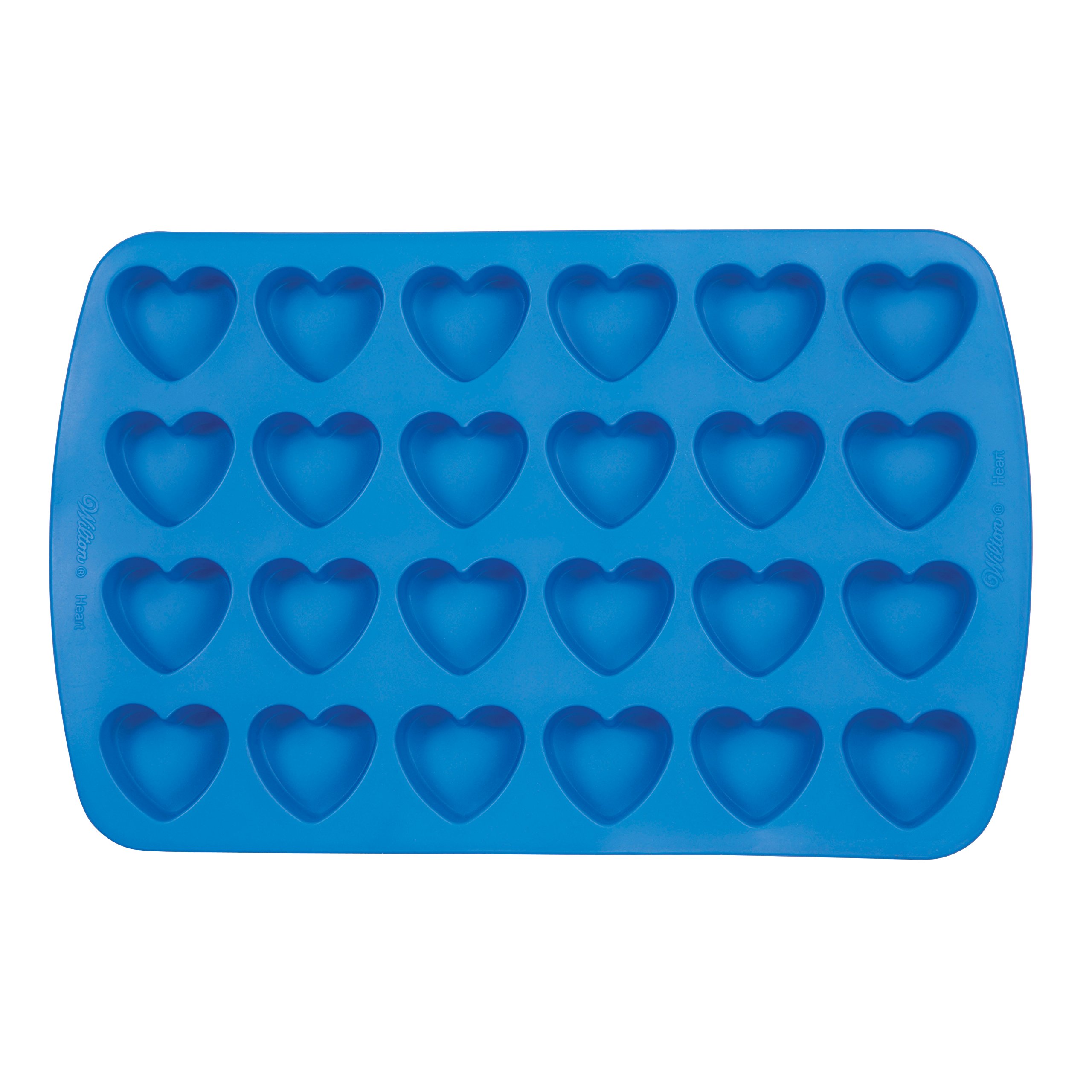 Wilton Easy-Flex Heart-Shaped Silicone Mold, 24-Cavity, Blue, for Ice Cubes, Gelatin, Baking and Candy, 13 x 10.5 in. (33 x 26.7 cm), Red