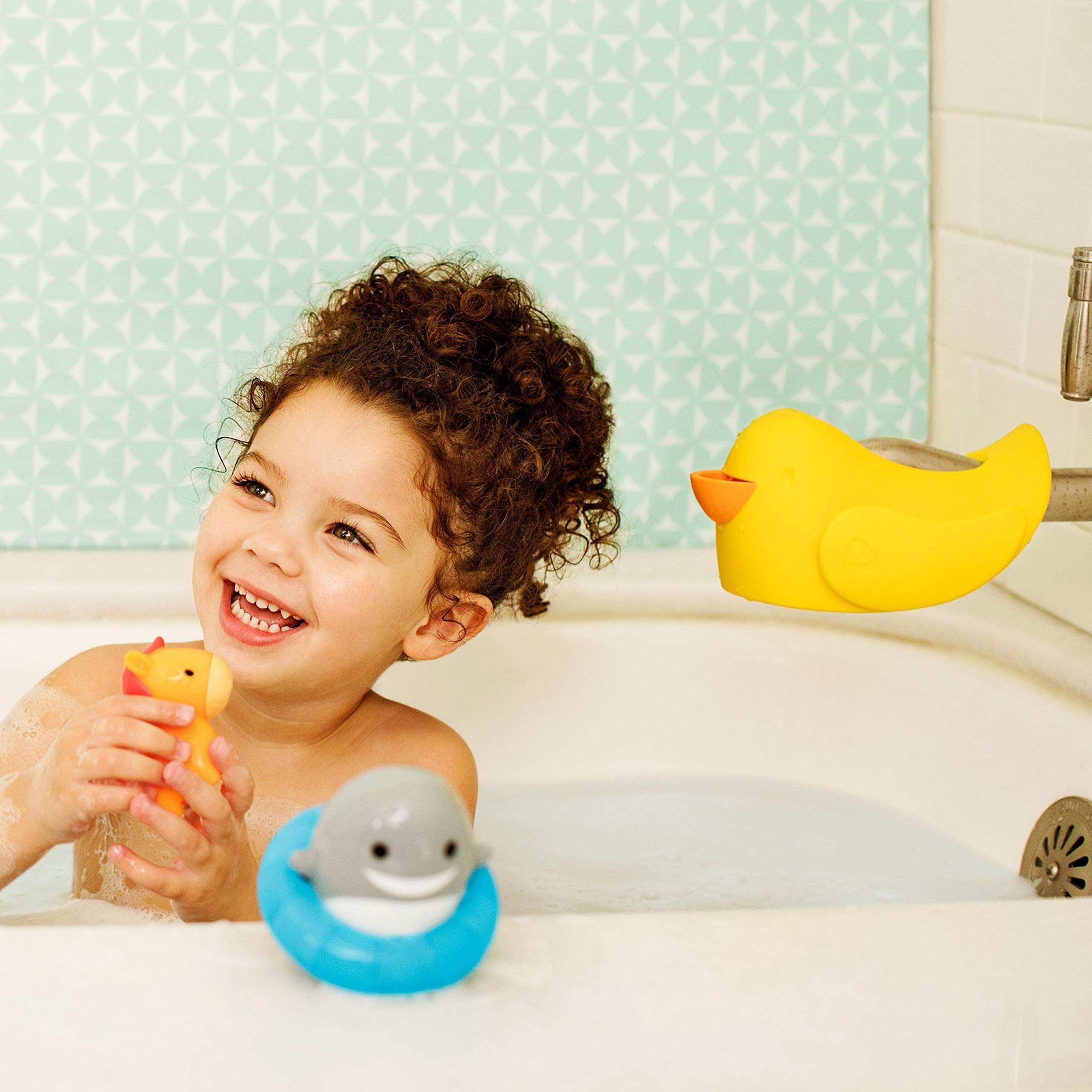 Munchkin® Beak™ Bath Spout Cover Safety Guard with Built-in Bubble Bath Dispenser, Yellow