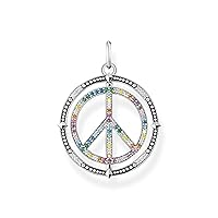 Thomas Sabo PE941-318-7 Women's Necklace Pendant with Multiple Colourful Zirconia Stones Blackened 925 Sterling Silver Dimensions 37 x 28 mm, Sterling Silver, Spinel corundum