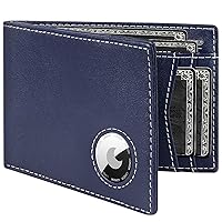 AirTag Wallet - Minimalist Front Pocket Mens Wallet for Apple Air Tag, Bifold Genuine Napa Leather, RFID Blocking Air Tag Wallets for Men up to 12 Cards Gifts for Him (Air Tag Not included)