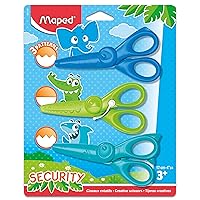 Maped KidiCut Spring-Assisted & Craft Plastic Safety Scissors, Kids, 4.75 Inch, Set of 3 (981727)