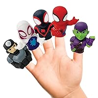 Spidey & His Amazing Friends 5 Piece Finger Puppet Set - Party Favors, Educational, Bath Toys, Floating Pool Toys, Beach Toys, Finger Toys, Playtime