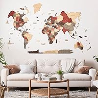 ENJOY THE WOOD 3D Wood World Map Wall Art Large Wall Décor - World Travel Map - Any Occasion Gift Idea - Wall Art For Home & Kitchen or Office (X-Large, Fusion)