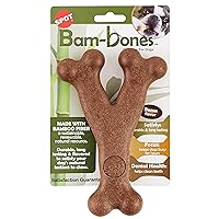 SPOT Bam-Bones Wishbone - Made with Strong Bamboo Fiber, Durable Long Lasting Dog Chew for Light to Moderate Chewers, Great Toy for Adult Dogs & Teething Puppies Under 30lbs, 5.25in, Bacon Flavor