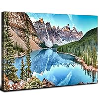 Large Rocky Mountain Wall Art for Living Room Office Wall Decor Nature Landscape Forest Prints Home Decorations Turquoise Moraine Lake Canvas Painting Banff National Park Posters Modern Artwork 32x48”