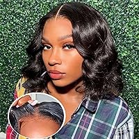 Wear and Go Glueless Wigs Human Hair Pre Plucked Pre Cut Short Bob Wig Human Hair Wigs With Elastic Band For Black Women Body Wave 4x4 Closure Wigs Human Hair (8 Inch)