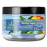 HEMPZ Triple Moisture Sugar Body Scrub - Grapefruit & Peach - All Natural Exfoliating Shea Butter, Sugar, and Salt - For Women, Men, and Teens - 7.3 fl oz