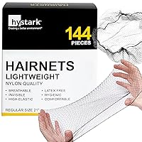 Hair Net 144pcs, 21” Inches Comfortable Invisible Durable Elastic Lightweight Honeycomb Nylon Hair Net (Black)
