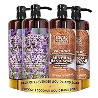 Dead Sea Collection Lavender Oil Liquid Hand Soap Pack Of 2 (33.8 Fl. Oz Each) Coconut Oil Liquid Hand Soap Pack Of 2 (33.8 Fl. Oz Each) - Bundle