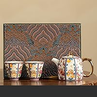 European Porcelain Tea Set 1 Pot 2 Cups With Gift Box, Exquisite Noble Enamel Ceramic KungFu Tea Set, Vintage Coffee Cup Set Precious Gift For Friend Mother