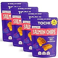 Tochi Norwegian Salmon Skin Chips - Healthy, Premium, Low Carb, Diabetic Friendly, Gluten free, High Protein, Omega-3’s & Collagen - similar to pork rinds, chicken skin chips - Korean BBQ Flavor (1.8