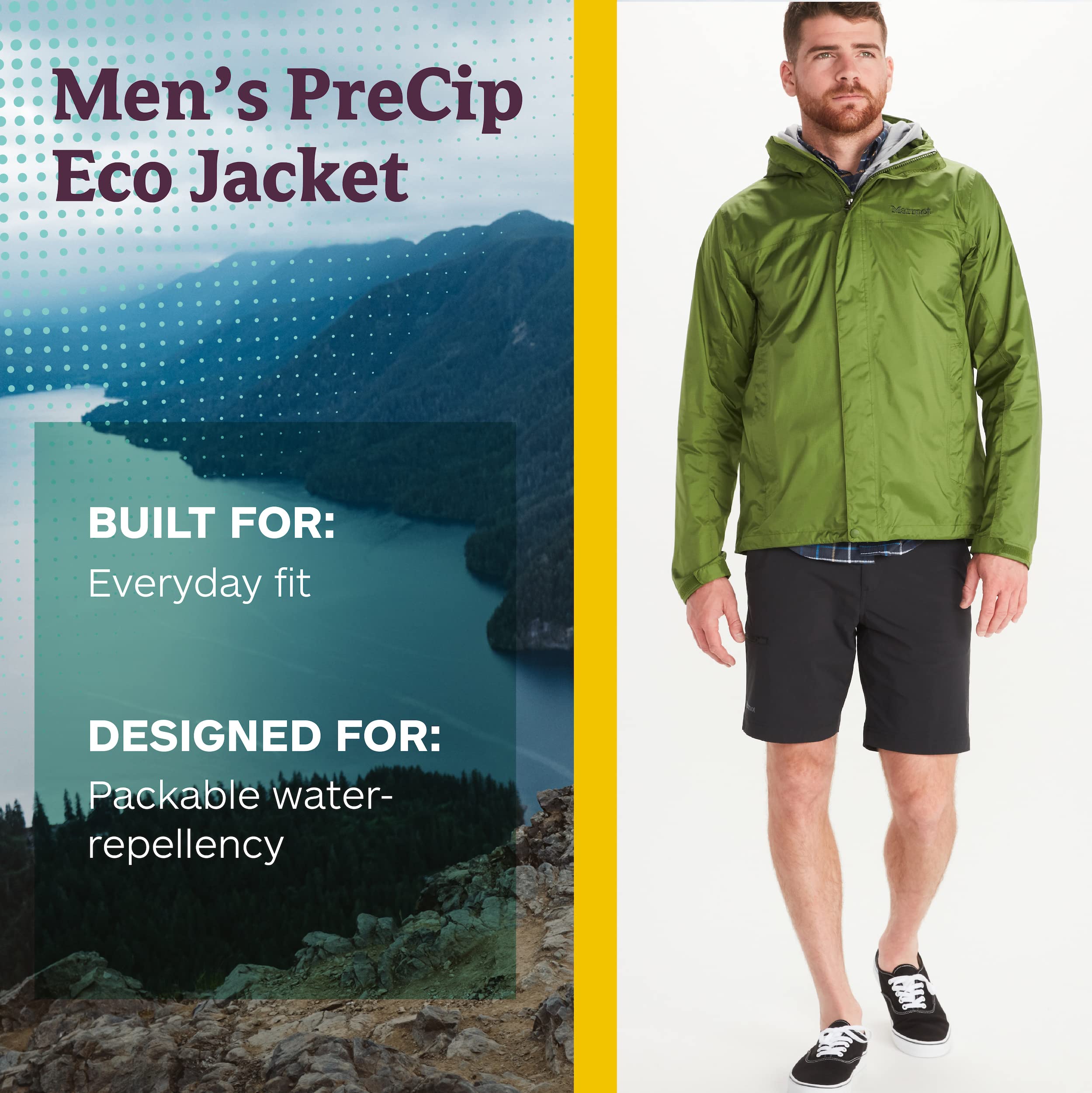 MARMOT Men's PreCip Eco Jacket Breathable, Recycled, Waterproof