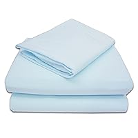 TL Care 100% Natural Cotton Jersey Knit 3-Piece Toddler Sheet Set, Blue, Soft Breathable, for Boys and Girls