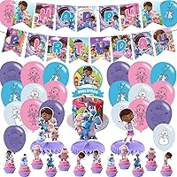 Doc McStuffins Party Decorations,Birthday Party Supplies For Doc McStuffins Party Supplies Includes Banner - Cake Topper - 12 Cupcake Toppers - 20 Balloons - 3 Doc Girl Honeycomb Centerpieces