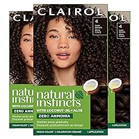 Natural Instincts Demi-Permanent Hair Dye, 4 Dark Brown Hair Color, Pack of 3