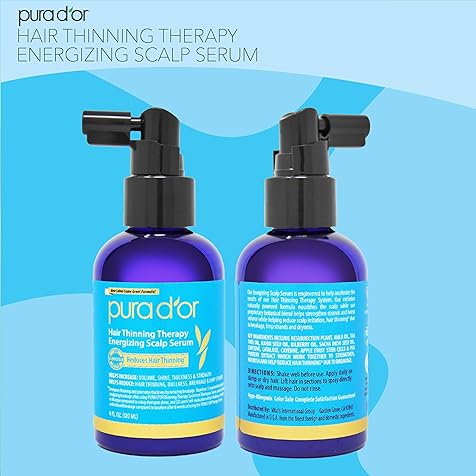 Scalp Therapy Energizing Scalp Serum Revitalizer (4oz) with Argan Oil, Biotin, Caffeine, Stem Cell, Catalase & DHT Blockers, All Hair Types, Men & Women (Packaging may vary)
